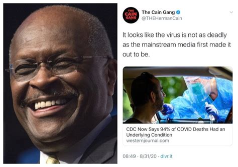 Herman Cain's Twitter account says COVID